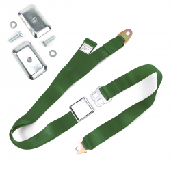 2 point Army Green Airplane Buckle Lap Seat Belt w/ Flat Plate Hardware - Part Number: STB2LA76977