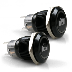 Window Up/Down Black Billet Button Set - 19mm - Part Number: KICSWWINDOW