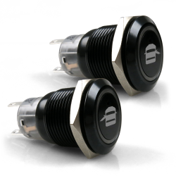 Door Open Black Billet Button Set - 19mm - Part Number: KICSWDOOR