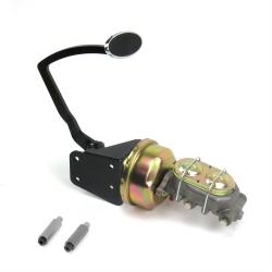 1932 Ford 7” Single Power Brake Pedal Kit XT Drum/Drum Large Chrome Oval Pad - Part Number: HEXPKA77D6A