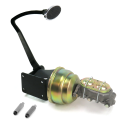 1937-1939 Chevy 7” Dual Power Brake Pedal Kit XT Drum/Drum Large Chrome Oval Pad - Part Number: HEXPKA78108