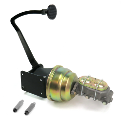 1937-1939 Chevy 7” Dual Power Brake Pedal Kit VT Drum/Drum 3" Black Billet Pad - Part Number: HEXPKA78109