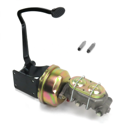 1940-1948 Chevy 7” Single Power Brake Pedal Kit VT Drum/Drum Small Black Oval - Part Number: HEXPKA7815A