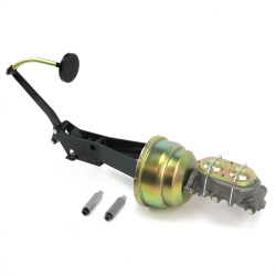 1949-1954 Chevy Car 8” Dual Power Brake Pedal Kit VT Drum/Drum 3" Black Billet - Part Number: HEXPKA79232