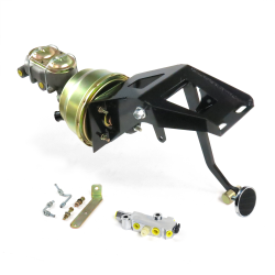 1953-56 Ford Truck 8” Dual Power Brake Pedal Kit RT ADJ Disc/Disc 3" Chrome Pad - Part Number: HEXPKA791B8