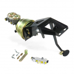 53-56 Ford Truck 8” Dual Power Brake Pedal Kit VT ADJ Disc/Disc Small Black Oval - Part Number: HEXPKA791BC