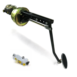 Universal 8” Dual Power Brake Pedal Kit VT ADJ Disc/Drum Small Chrome Oval Pad - Part Number: HEXPKA78E77