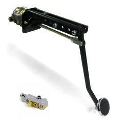 Universal Manual Brake Pedal Kit RT Adjustable Mount Disc/Disc 3" Chrome Pad - Part Number: HEXPKA78EA7