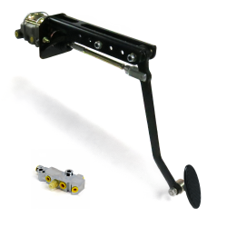 Universal Manual Brake Pedal Kit VT Adjustable Disc/Disc Small Black Oval Pad - Part Number: HEXPKA78EAB