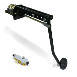 Universal Manual Brake Pedal Kit VT Adjustable Disc/Drum 3" Black Billet Pad - Part Number: HEXPKA78EB1