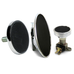 Billet Floor Mount Gas Pedal, Round Brake/Clutch Pedal & Dimmer Pad - Part Number: 10015533