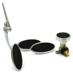 Chromed Firewall Mount Gas Pedal, 2 Sm Oval Brake/Clutch Pedals & Dimmer Pad - Part Number: ASC7AD54