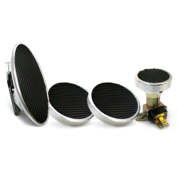 Billet Floor Mount Gas Pedal, 2 Round Brake / Clutch Pedals & Dimmer Pad - Part Number: 10792475