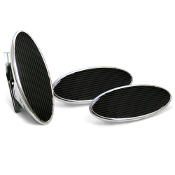Chromed Billet Floor Mount Gas Pedal & 2 Large Oval Brake/Clutch Pedals - Part Number: ASC7AD6A