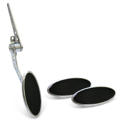 Chromed Billet Firewall Mount Gas Pedal & 2 Large Oval Brake/Clutch Pedals - Part Number: ASC7AD6D