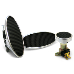 Chromed Billet Floor Mount Gas Pedal, Lg Oval Brake/Clutch Pedal & Dimmer Pad - Part Number: ASC7AD4C