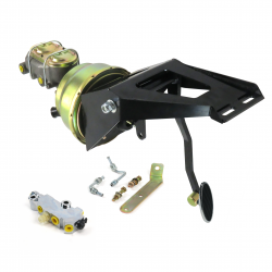 1955-59 Chevy Truck 8” Dual Power Brake Pedal Kit VT Disc/Drum Small Chrome Oval - Part Number: HEXPKA78FEB