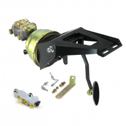 1955-59 Chevy Truck 8” Dual Power Brake Pedal Kit XT Disc/Drum Large Chrome Oval - Part Number: HEXPKA78FEC