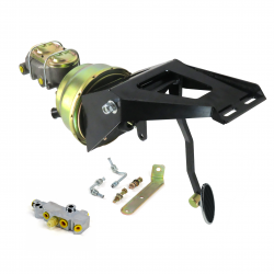 1955-59 Chevy Truck 8” Dual Power Brake Pedal Kit VT Disc/Disc Small Chrome Oval - Part Number: HEXPKA78FF2