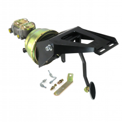 1955-59 Chevy Truck 8” Dual Power Brake Pedal Kit VT Drum/Drum Small Chrome Oval - Part Number: HEXPKA7900E