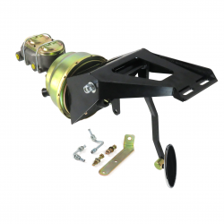 1955-59 Chevy Truck 8” Dual Power Brake Pedal Kit XT Drum/Drum Large Chrome Oval - Part Number: HEXPKA7900F