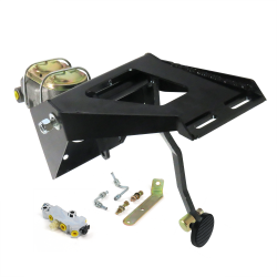 1955-1959 Chevy Truck Manual Brake Pedal Kit VT Disc/Drum 3" Black Billet Pad - Part Number: HEXPKA79025