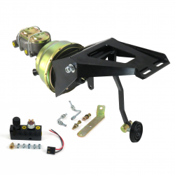 1955-1959 Chevy Truck 8” Dual Power Brake Pedal Kit ST ADJ Disc/Disc 3" Rubber - Part Number: HEXPKA7906E