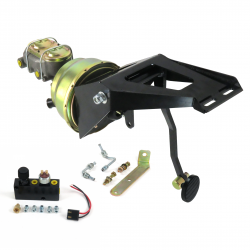 55-59 Chevy Truck 8” Dual Power Brake Pedal Kit VT ADJ Disc/Disc 3" Black Billet - Part Number: HEXPKA79072