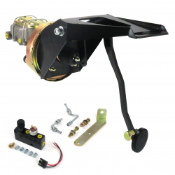 1955-1959 Chevy Truck 9” Power Brake Pedal Kit VT ADJ Disc/Disc 3" Black Billet - Part Number: HEXPKA7908E