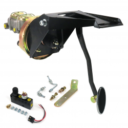 1955-59 Chevy Truck 9” Power Brake Pedal Kit VT ADJ Disc/Disc Small Chrome Oval - Part Number: HEXPKA7908C