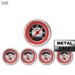 5 Ga. Set - SAE Amer Retro Rod Rd Ring III, Rd Vintage Nedl, Chrome Trm Rings - Part Number: GAR1134ZEXQABAE