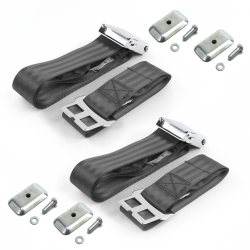 Camaro 1967-1969 Airplane 2pt Charcoal Lap Bucket Seat Belt w/Brackets Pair - Part Number: STBD5194