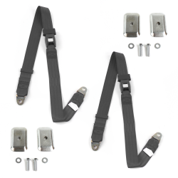 Camaro 1967 - 1969 Standard 2pt Charcoal Lap Bucket Seat Belt Kit w/ Bracketry - 2 Belts - Part Number: STBD4A2C