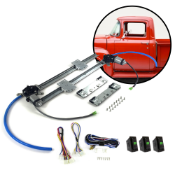 Ford Truck F100 (2nd Gen) 1953 - 1956  Power Window Regulator Kit w/ 3 Switches - Part Number: AUTPW55039