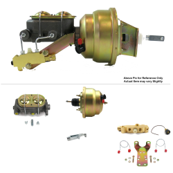 1968-1974 Chevy Nova 8” Dual Power Brake Booster Kit Bottom Mount Prop Disc/Drum - Part Number: HEXBBK7AED2