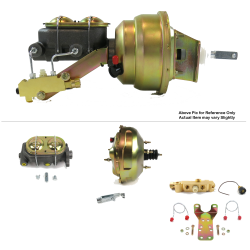 1968-74 Chevy Nova 11” Dual Power Brake Booster Kit Bottom Mount Prop Disc/Drum - Part Number: HEXBBK7AED8