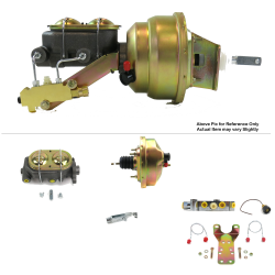 1964-1972 Chevy Chevelle 8” Power Brake Booster Kit Bottom Mount Prop Disc/Disc - Part Number: HEXBBK7AF16