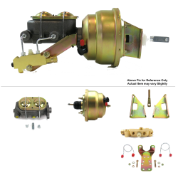 1970-81 Chevy Camaro 8” Dual Power Brake Booster Kit Bottom Mount Prop Disc/Disc - Part Number: HEXBBK7AF3E