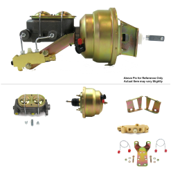 1955-1957 Chevy Bel Air 8” Dual Power Brake Kit Bottom Mount Prop Disc/Drum - Part Number: HEXBBK7AFE1