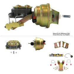 1958-64 Chevy Bel Air 8” Dual Power Brake Booster Kit Bottom Mount PropDisc/Disc - Part Number: HEXBBK7AFFA
