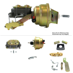 1965-1970 Chevy Full Size 8” Dual Power Brake Booster Kit Mount Disc/Drum - Part Number: HEXBBK7B008