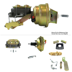 1965-1970 Chevy Full Size 9” Single Power Brake Booster Kit Mount Disc/Drum - Part Number: HEXBBK7B00A