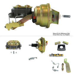 1965-1970 Chevy Full Size 9” Single Power Brake Booster Kit Mount Disc/Disc - Part Number: HEXBBK7B00C