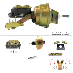 1965-1970 Chevy Full Size 8” Power Brake Booster Kit Bottom Mount Prop Disc/Disc - Part Number: HEXBBK7B012