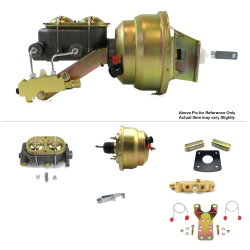 1965-1970 Chevy Full Size 8” Dual Power Brake Kit Bottom Mount Prop Disc/Drum - Part Number: HEXBBK7B014