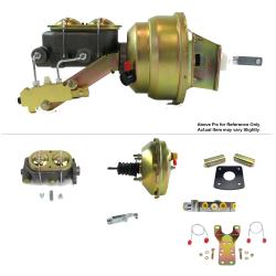 1965-1970 Chevy Full Size 9” Power Brake Booster Kit Bottom Mount Prop Disc/Disc - Part Number: HEXBBK7B016