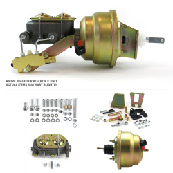 1955-1964 Chevy Full Size 8” Dual Power Brake Booster Kit Offset Mount Drum/Drum - Part Number: HEXBBKED4B2