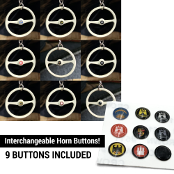 Small Horn Button 9 Pc Set for VW Steering Wheel Keychain - 4mm Aircooled - Part Number: LABKCHBSP1