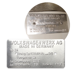 Volkswagen Panel Van / Samba Type 24 Made in Germany VIN Data Information Plate - Part Number: LABVIN10