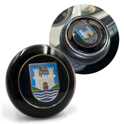 Steering Wheel Wolfsburg Crest Horn Button for VW 56-60 Beetle T1 55-67 Bus T2 - Part Number: VPAHBED8CD